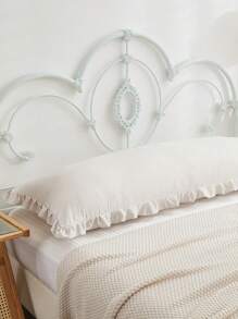 1个米色涤纶荷叶边枕套（不含枕芯），男女通用，四季皆宜 - 米色 - 查看 6