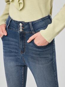 Forever 21 High Waist Slim Fit Jeans - Dark Wash - View 6