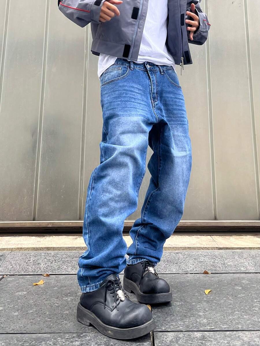 Manfinity Nam Túi nghiêng Quần legging thẳng - Rửa trung bình - Xem 1
