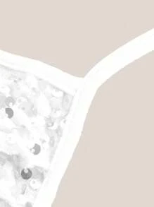 SHEIN ICON Y2K 音乐节粉色五角星刺绣闪亮亮片挂脖系带蝴蝶结内衣内衣白色三角比基尼水钻胸罩 - 白色 - 查看 4