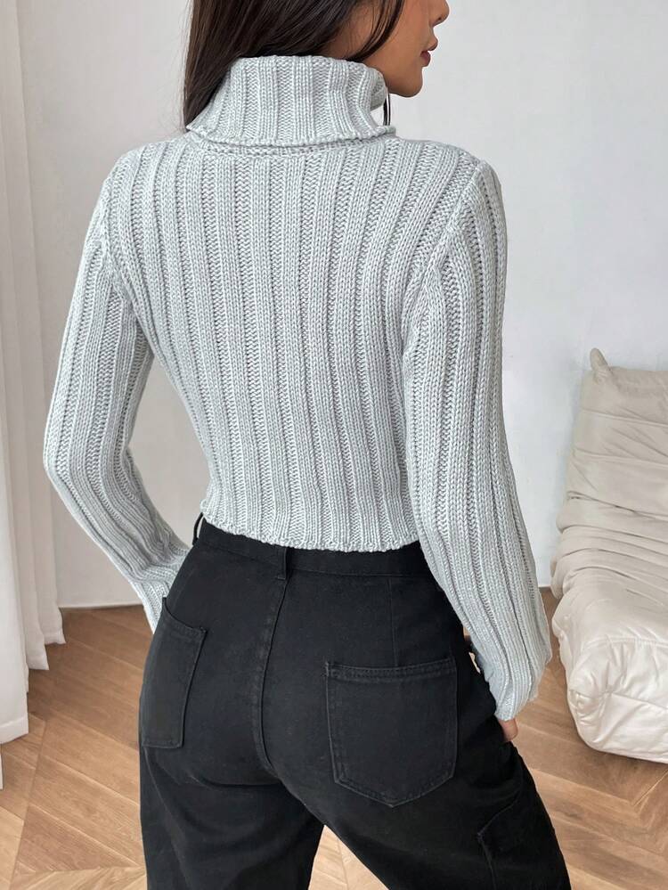 Women's High Neck Cropped Sweater