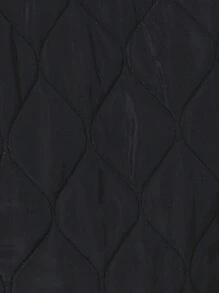 SHEIN Frenchy Áo khoác đệm chần bông thả vai có chi tiết vạt Quần áo mùa đông - màu đen - Xem 7