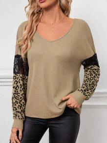 SHEIN LUNE 豹紋落肩T恤 - 駝色 - 查看 5
