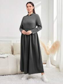 Seusyu Plus Solid Longline A-line Dress