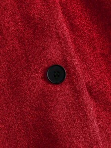 SHEIN Clasi Plus Borg Collar Fuzzy Cuff Tweed Overcoat - Red - View 3