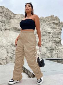 Flirla Hơn Bên dây rút Xù Quần - Lạc đà - Xem 6