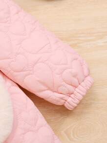 SHEIN Đứa bé gái Cổ áo Borg Lá sen tỉa áo Có túi - Hồng - Xem 6