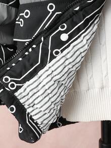 SHEIN Tween Boy Reflective Letter Graphic Hooded Coat - Black - View 6