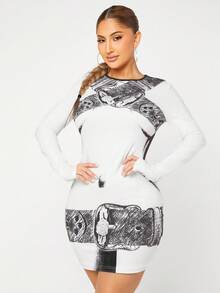 SHEIN SXY In Đồ họa Váy bodycon - Nhiều màu - Xem 5