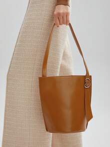 MOTF PREMIUM 女士實色扣肩袋 - 棕色 - 查看 7