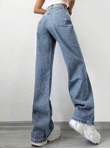 Cottnline Jeans De Pierna Recta Para Mujer - Azul - Ver 2