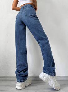 Cottnline Ladies' Straight-leg Jeans - Dark Wash - View 2