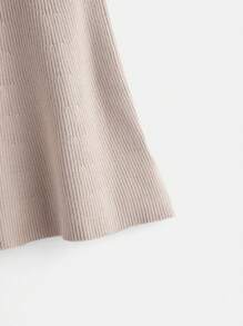 SHEIN BASICS Talla grande Falda de punto de talle alto tejido de canalé - Caqui - Ver 8