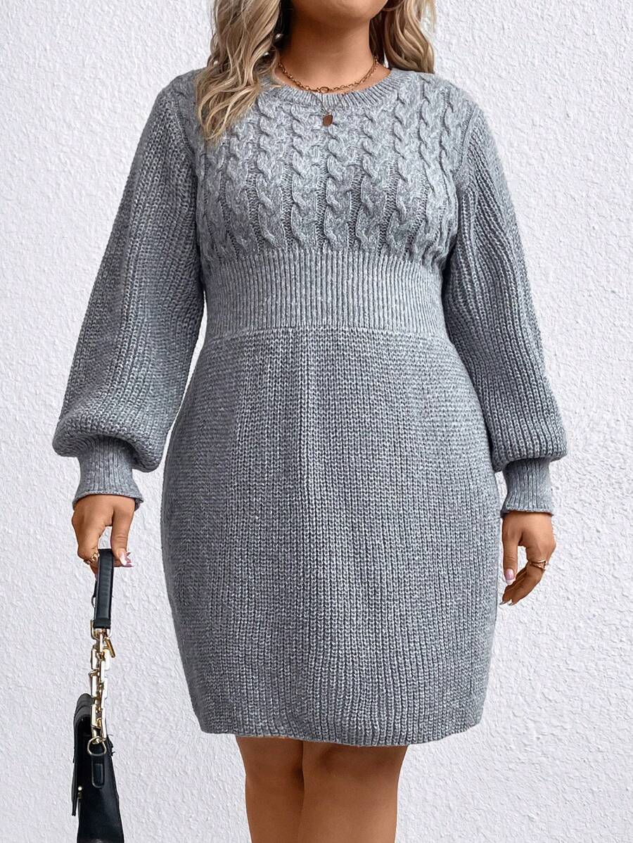 SHEIN Clasi 大碼毛衣裙 - 灰色 - 查看 1