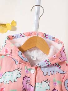SHEIN Cô Gái Trẻ In Khủng long Áo trùm đầu - Hồng - Xem 6