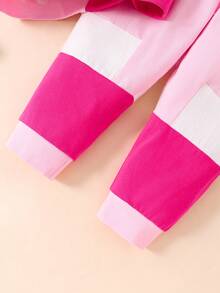 SHEIN Chàng trai trẻ Gấu Thêu Thiết kế tai 3D Áo Hoodie & Quần thể thao - Màu Hồng Tươi - Xem 8