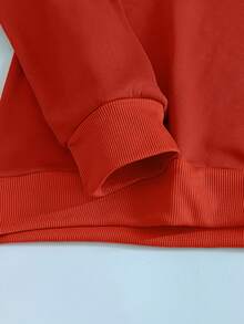 SHEIN Unity Hơn Đồ họa Hoạt hình Lót nhiệt Áo nỉ - Đỏ - Xem 3