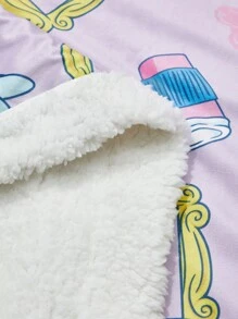 FRIENDS X SHEIN 紫色厚法蘭絨絨毯 - 紫色 - 查看 7