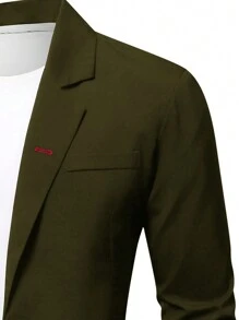 Manfinity Mode Men 1pc Solid Single Button Blazer - Army Green - View 5