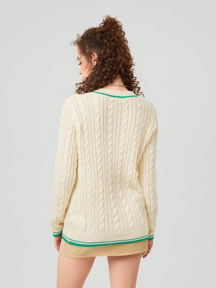 Women's Long Sleeve V-neck Pullover Sweater