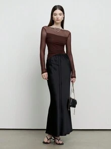 Falda sirena unicolor - Negro - Ver 7