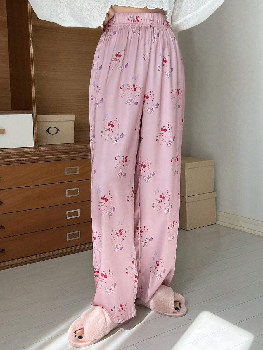 DAZY Loại bướm Và In Anh đào Quần ngủ - Hồng - Xem 1