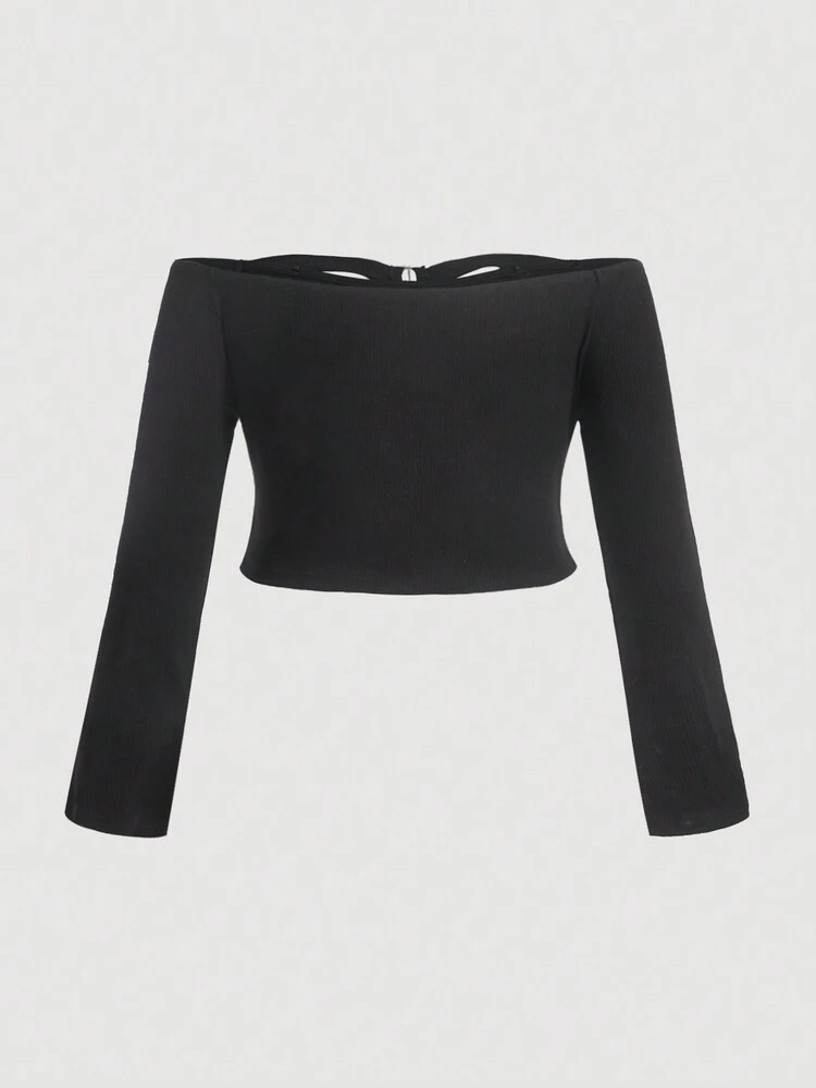Plus Off Shoulder Crop Tee