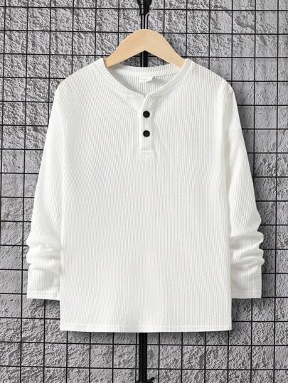 SHEIN Tween Boy Knappar Framtill T-Skjortor