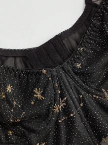 ROMWE Goth Ống tay áo Bustier Ngôi sao Lưới Áo - màu đen - Xem 3
