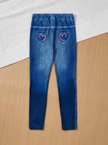 SHEIN Chica preadolescente Leggings con estampado de mariposa bajo con abertura