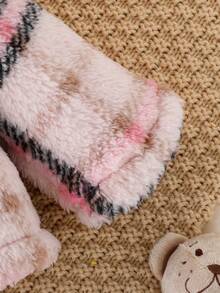 男嬰格紋印花翻蓋口袋搖粒絨外套無毛衣 - 粉色 - 查看 8