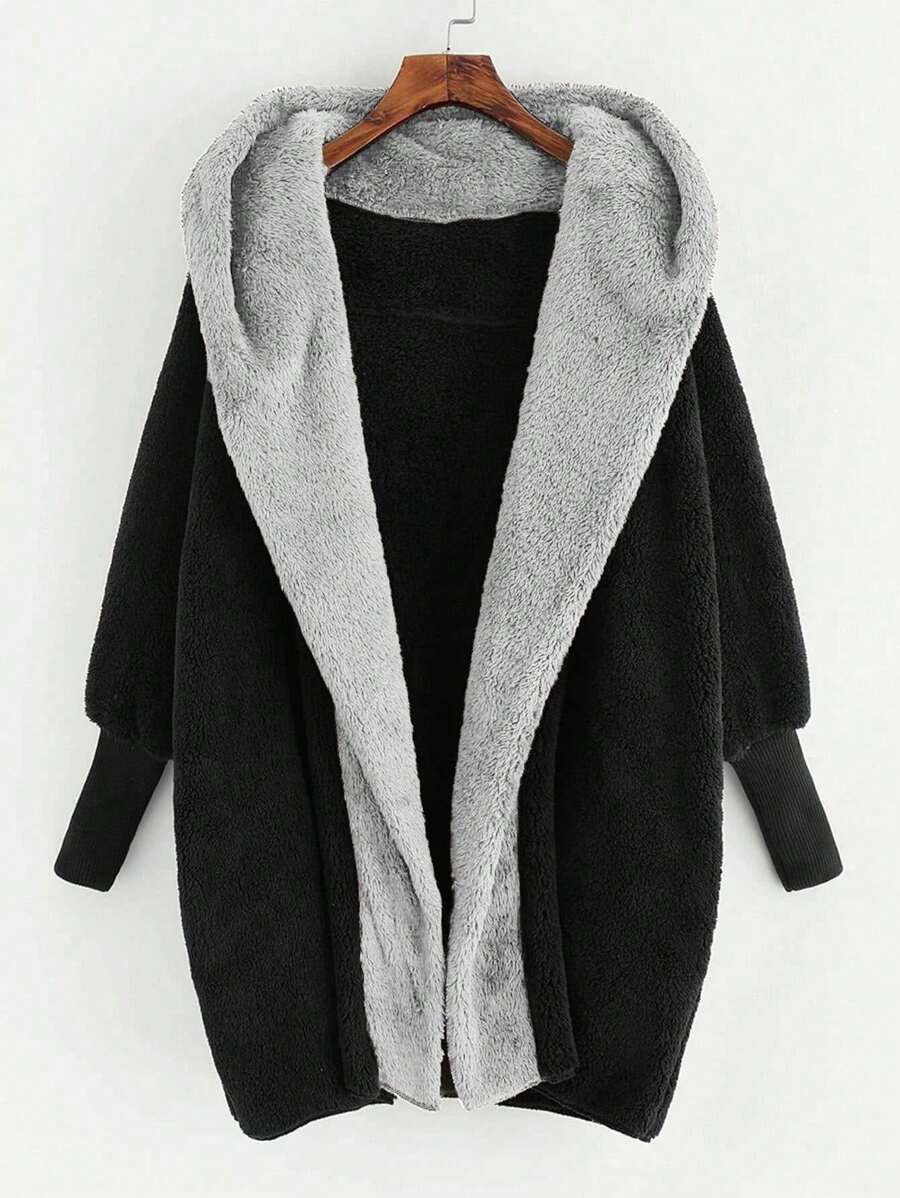 SHEIN LUNE Khối màu Áo trùm đầu - Màu Xám nhạt - Xem 1