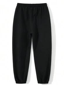 Men Letter Graphic Drawstring Waist Sweatpants - Black - View 2