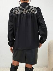 SHEIN Clasi 網眼刺繡燈籠袖襯衫