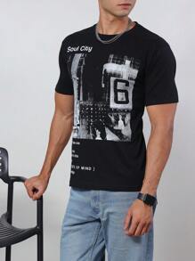 Shein男士短袖編織t恤 - 黑色 - 查看 3