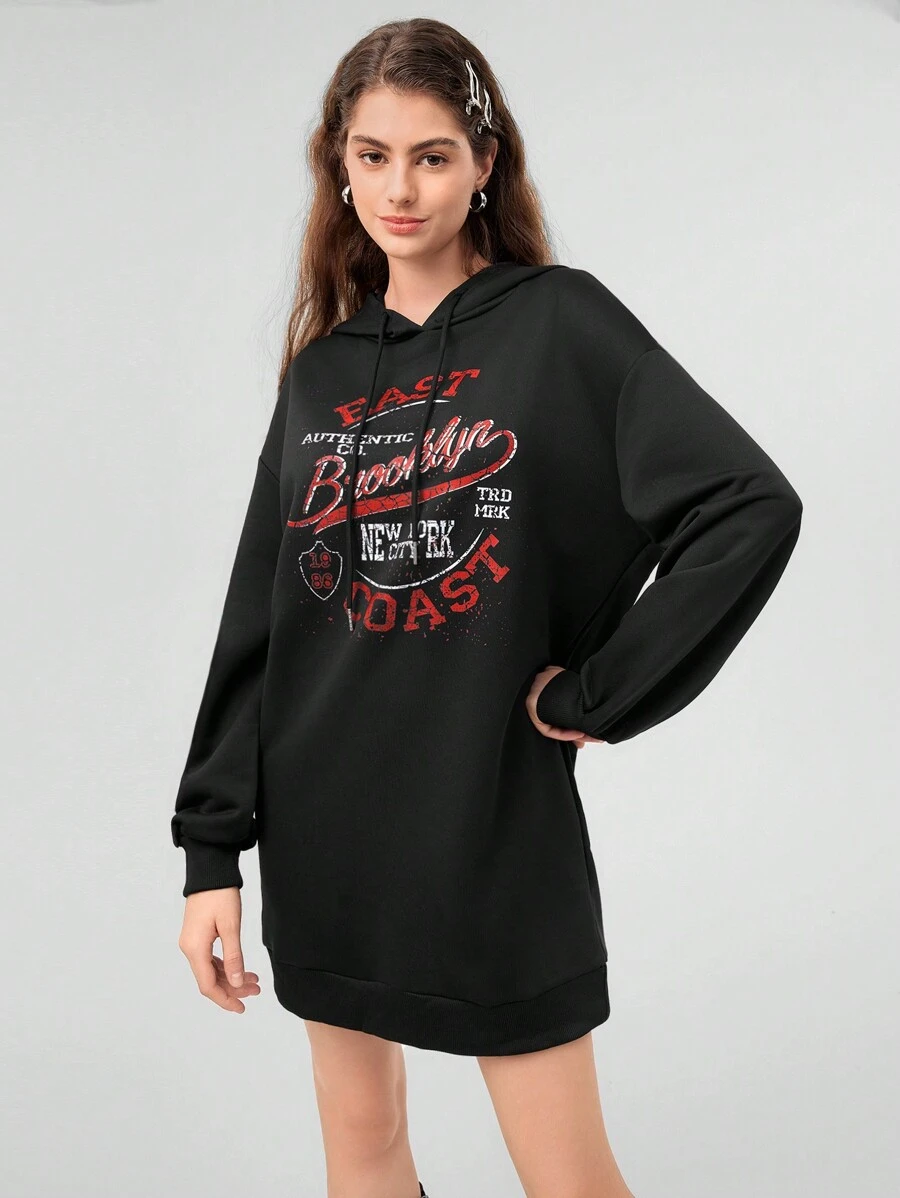 Forever 21 Women'S Printed Slogan Long Sweatshirt - Black - View 1