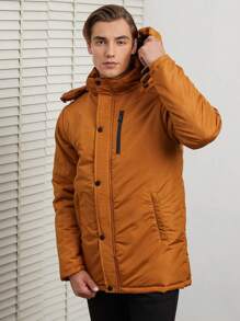 RueChic Homme Doudoune Zippé À Bouton À Capuche
