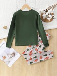 青少年男孩卡通圖形上衣和褲子貼身睡衣套裝 - 彩色 - 查看 2