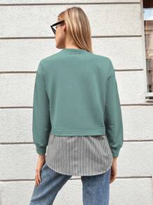 EURMUSE Striped Print 2 In 1 Sweatshirt - Green - View 2