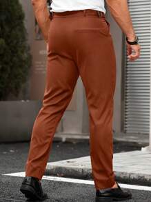 Manfinity Mode Nam Gạch Đỏ  Thon gọn Hình nón Chân Quần váy - màu nâu - Xem 2