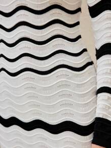 Modelyn Abito maglione motivo chevron - Bianco e nero - Visualizzare 5