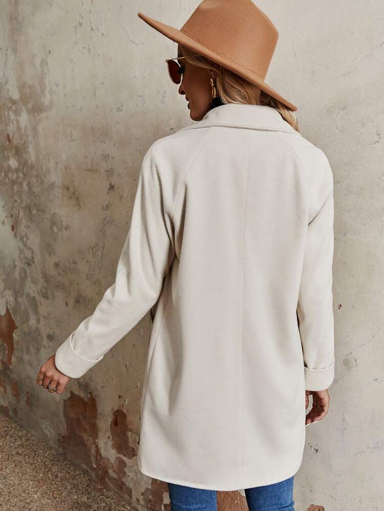 Lapel Neck Double Button Overcoat Fall Cloth For Women