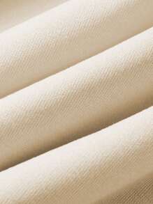 SHEIN EZwear Đồ họa núi & chữ Dây rút Lót nhiệt Hoodie - Màu be - Xem 5