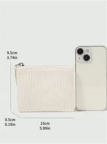 素色極簡風格燈芯絨零錢包