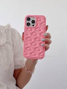 Cloud Shaped Anti-Drop Phone Case With Comfortable Grip Edge Compatible With Apple Iphone Models - Hot Pink - View 1