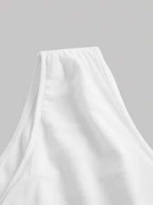 SHEIN MOD Solid Asymmetrical Neck Dress,White Graduation Dress