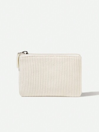 Solid Color Simple Style Corduroy Zipper Coin Purse