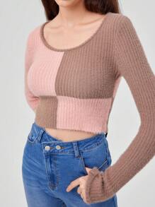 Forever 21 女士拼接圓領長袖毛衣 - 彩色 - 查看 4