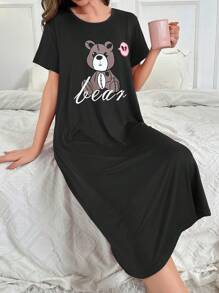 Đồ họa chữ cái & Gấu Váy ngủ - màu đen - Xem 1