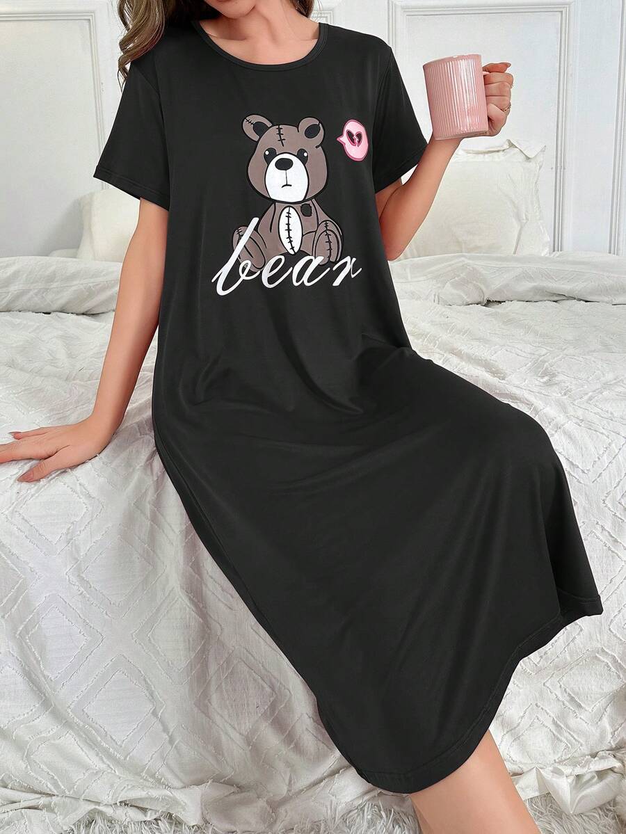 Đồ họa chữ cái & Gấu Váy ngủ - màu đen - Xem 1